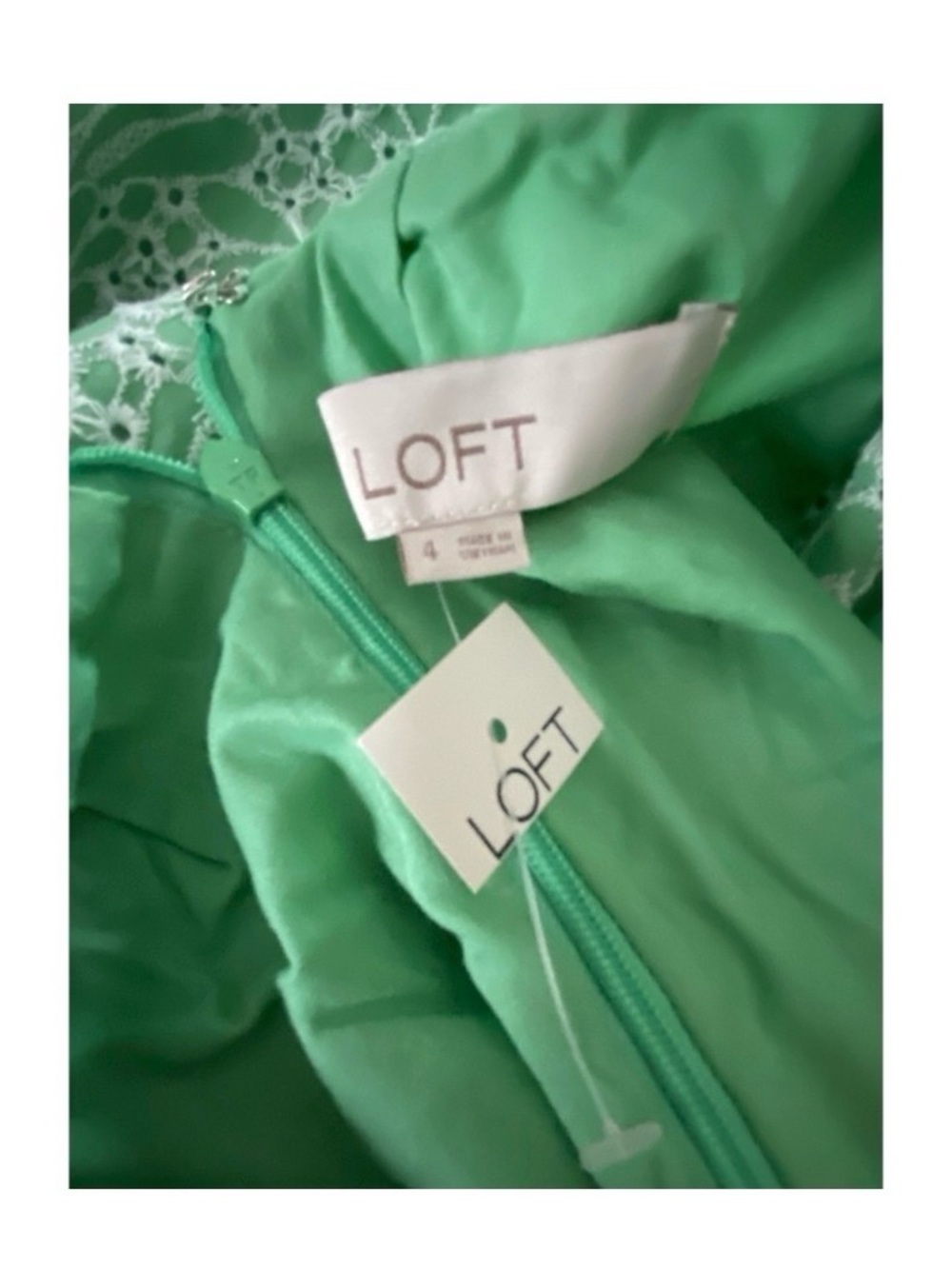 LOFT Green Floral Eyelet Mini Dress Size 4 New! - Picture 5 of 6
